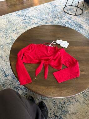Monnalisa Girls Red Jersey Tie-Front Shrug Bolero Size 12 brand new fast ship